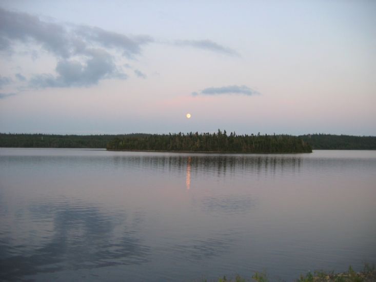 Evening View of the Moon Rising on the Pond 